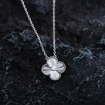 [Marin-Jewelry]CLOVER  15MM DIAMOND LASER NECKLACE SILVER
