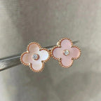 [Marin]BOUCLES D'OREILLES CLOVER MEDIUM 1 MOTIFS NŒUD PAPILLON ROSE DIAMANT