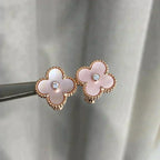 [Marin]BOUCLES D'OREILLES CLOVER MEDIUM 1 MOTIFS NŒUD PAPILLON ROSE DIAMANT