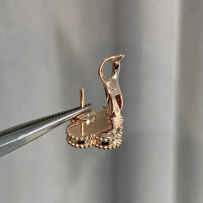 [Marin-Jewelry]CLOVER MEDIUM 1 MOTIFS  PINK MOP DIAMOND EARRINGS