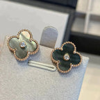 [Marin]CLOVER MEDIUM 1 MOTIFS GRAY MOP  DIAMOND EARRINGS