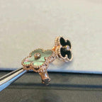 [Marin]CLOVER MEDIUM 1 MOTIFS GRAY MOP  DIAMOND EARRINGS