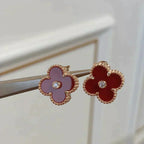 [Marin]BOUCLES D'OREILLES CLOVER MEDIUM 1 MOTIFS CORNALINE DIAMANTS