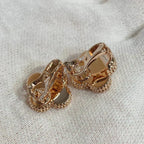 [Marin]BOUCLES D'OREILLES CLOVER MEDIUM 1 MOTIFS CORNALINE DIAMANTS