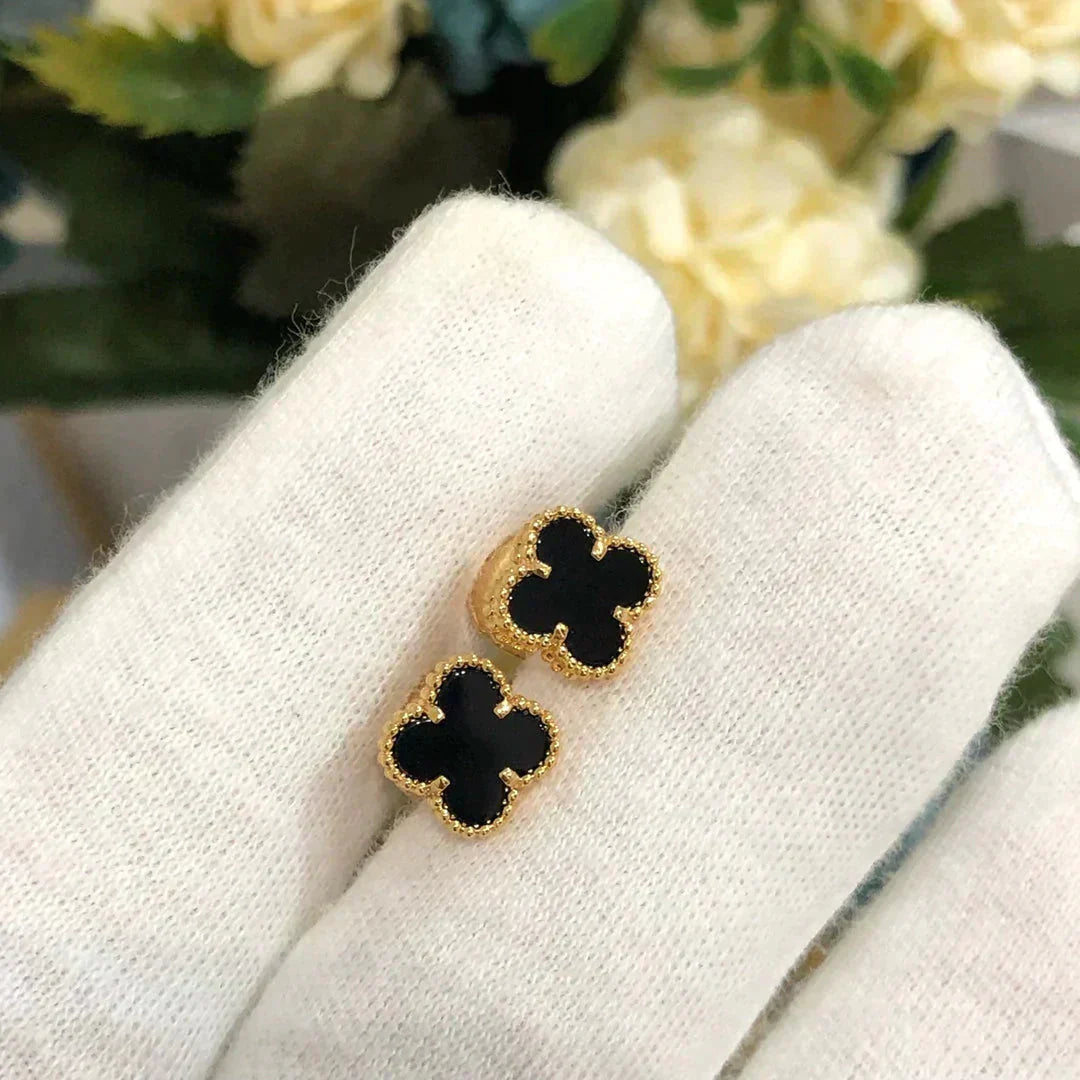 [Marin]CLOVER MINI 9.5MM BLACK MOP EARRINGS