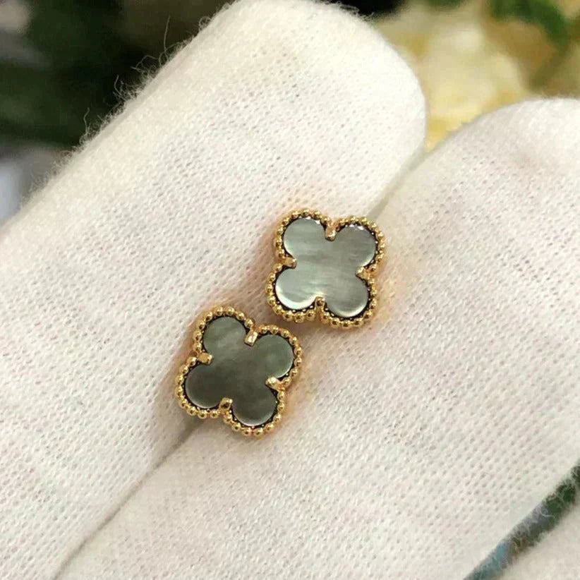 [Marin-Jewelry]CLOVER MINI 9.5MM GRAY MOP EARRINGS