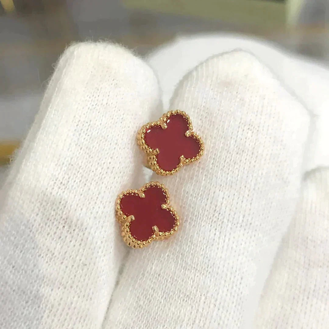[Marin-Jewelry]CLOVER MINI 9.5MM CARNELIAN EARRINGS