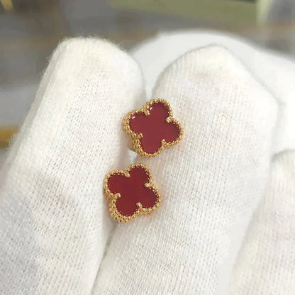 [Marin-Jewelry]CLOVER MINI 9.5MM CARNELIAN EARRINGS
