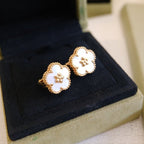 [Marin]BOUCLES D'OREILLES NACRE BLANC, OR ROSE, LUCKY