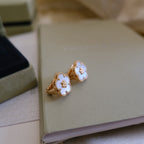[Marin]BOUCLES D'OREILLES NACRE BLANC, OR ROSE, LUCKY