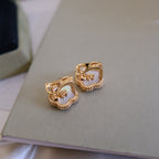 [Marin]BOUCLES D'OREILLES NACRE BLANC, OR ROSE, LUCKY