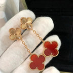 [Marin]BOUCLES D'OREILLES CLOVER 2 MOTIF LASER CORNALINE