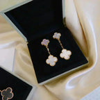 [Marin]CLOVER 2 MOTIF WHITE MOP EARRINGS
