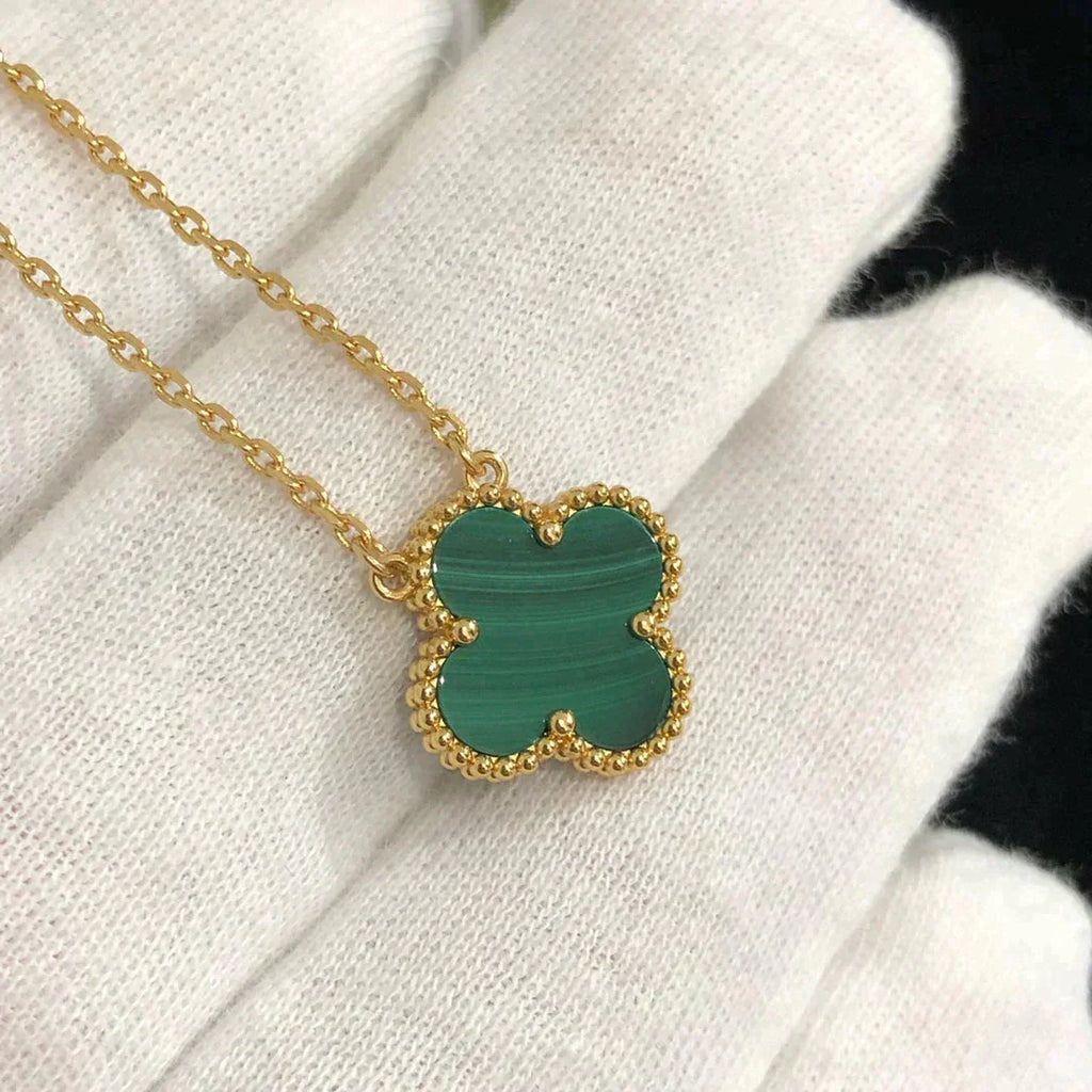 [Marin]CLOVER 15MM MALACHITE SINGLE FLOWER  NECKLACE