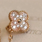 [Marin]BOUCLES D'OREILLES CLOVER MEDIUM 1 MOTIFS ENTIÈREMENT SERTIES DE DIAMANTS