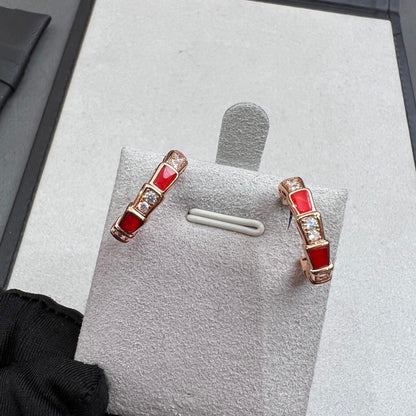 [Marin]SERPENTI CARNELIAN PINK GOLD EARRINGS