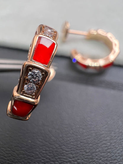 [Marin]SERPENTI CARNELIAN PINK GOLD EARRINGS
