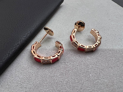 [Marin]SERPENTI CARNELIAN PINK GOLD EARRINGS
