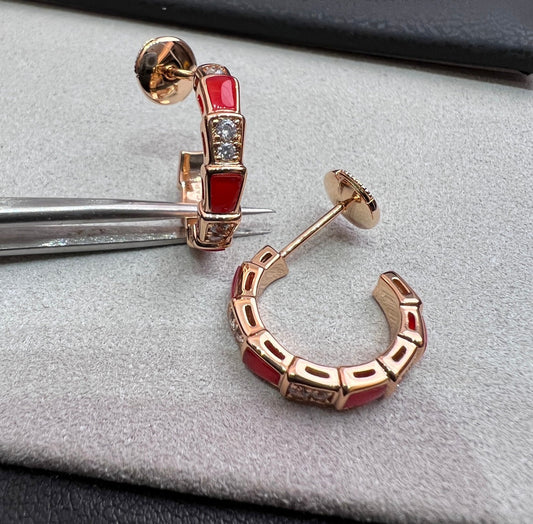 [Marin]SERPENTI CARNELIAN PINK GOLD EARRINGS