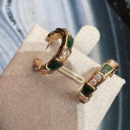 [Marin]SERPENTI MALACHITE PINK GOLD EARRINGS