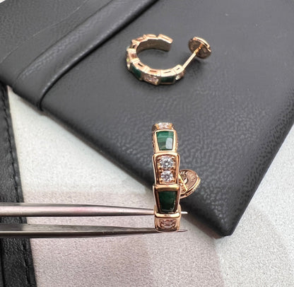 [Marin]SERPENTI MALACHITE PINK GOLD EARRINGS