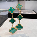 [Marin]TRÈFLE MALACHITE 3 MOTIFS OR