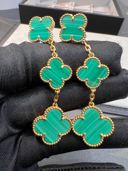 [Marin]CLOVER MALACHITE 3 MOTIFS GOLD