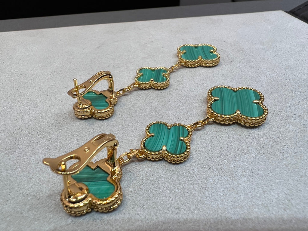 [Marin]TRÈFLE MALACHITE 3 MOTIFS OR