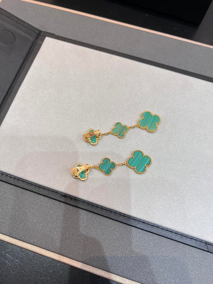 [Marin-Jewelry]CLOVER MALACHITE 3 MOTIFS GOLD