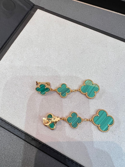 [Marin-Jewelry]CLOVER MALACHITE 3 MOTIFS GOLD