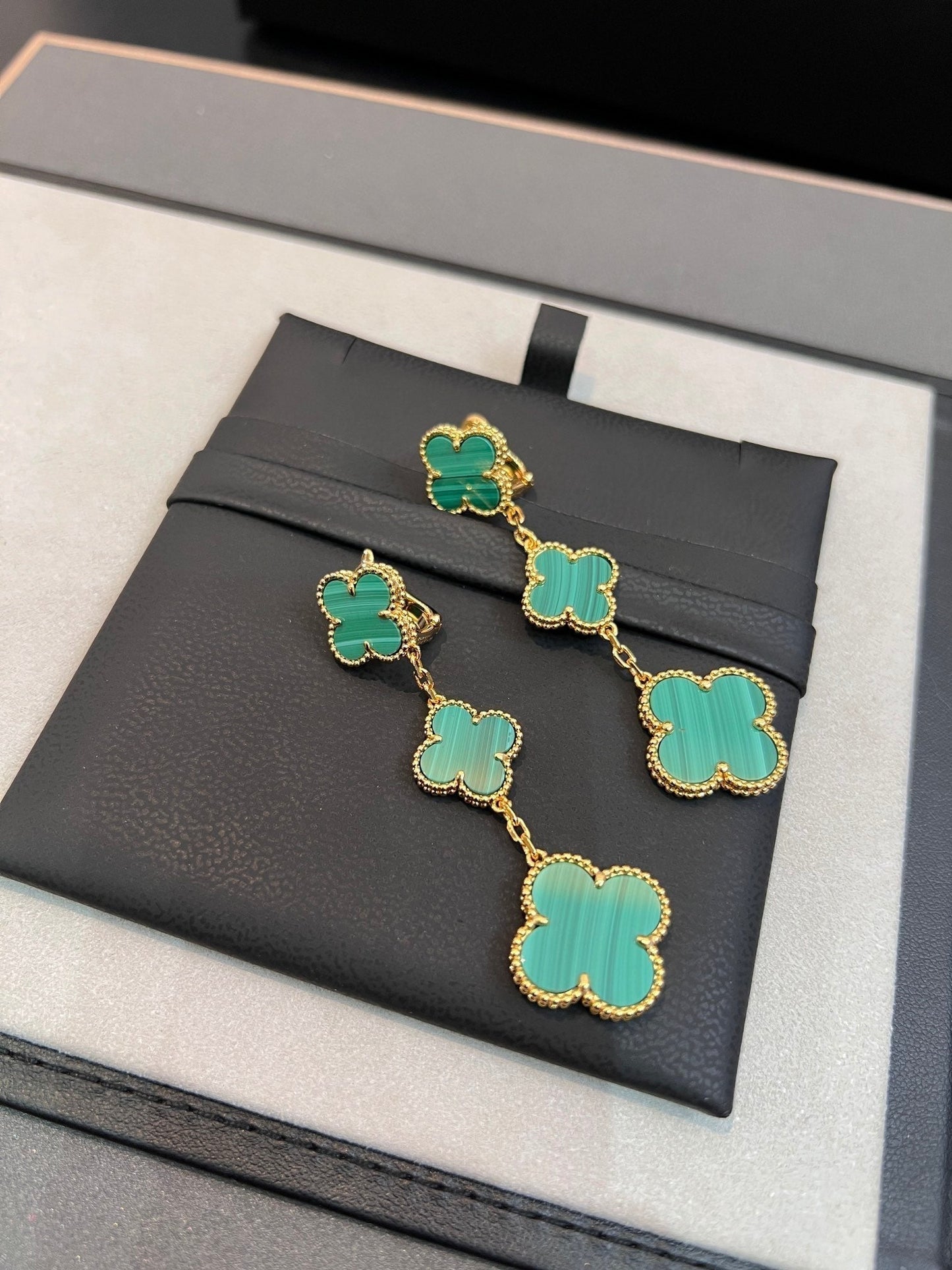 [Marin-Jewelry]CLOVER MALACHITE 3 MOTIFS GOLD