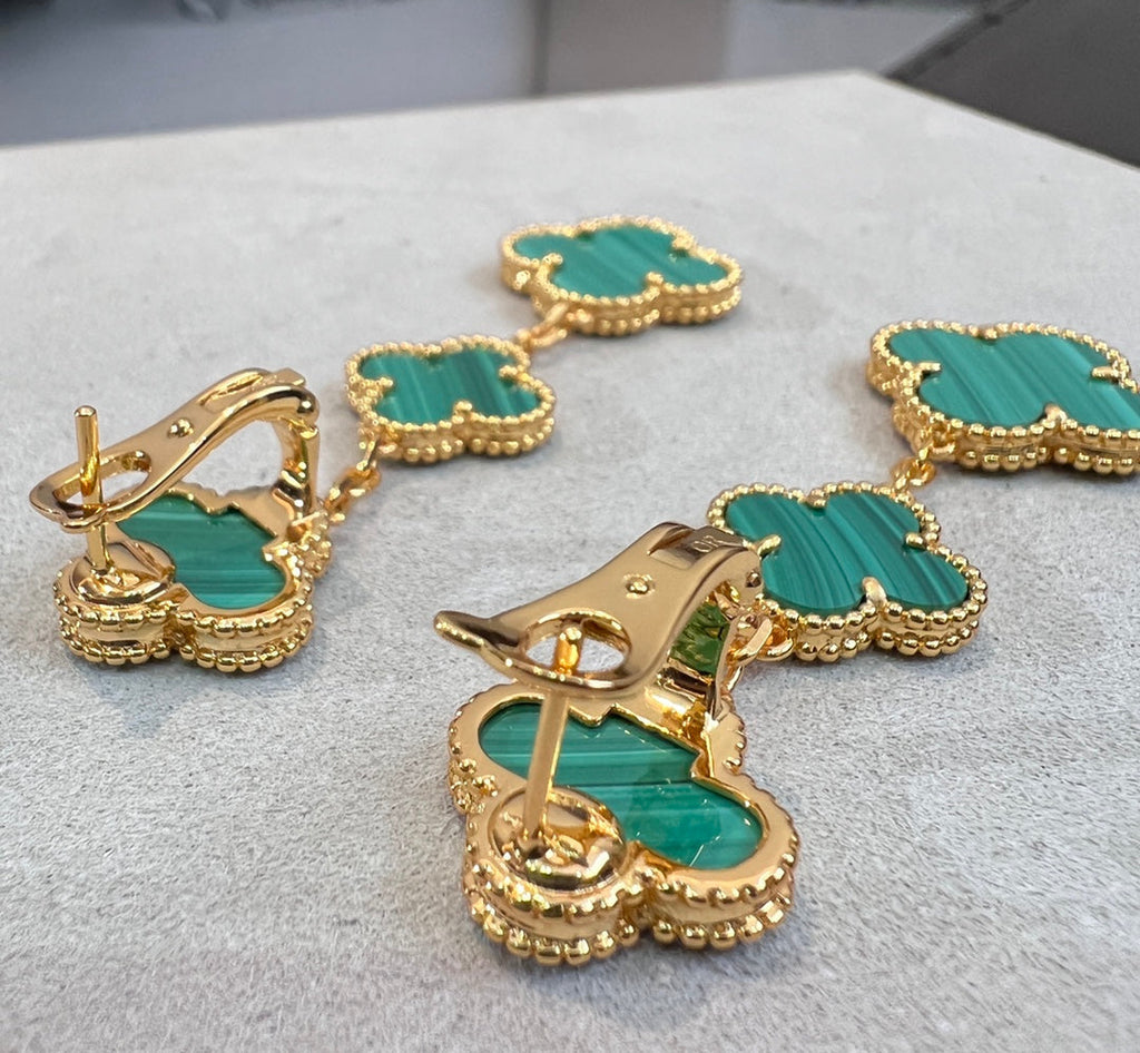 [Marin]TRÈFLE MALACHITE 3 MOTIFS OR
