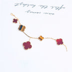 [Marin]CLOVER BRACELET 5 MOTIFS CARNELIAN TIGER EYE