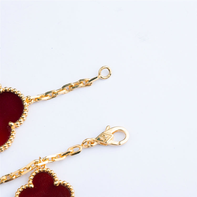 [Marin]CLOVER BRACELET 5 MOTIFS CARNELIAN TIGER EYE