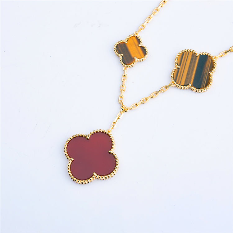 [Marin-Jewelry]CLOVER BRACELET 5 MOTIFS CARNELIAN TIGER EYE
