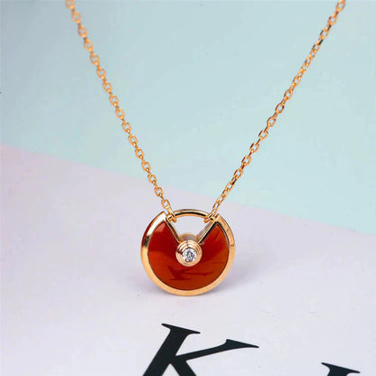 [Marin]AMULETTE GOLD CARNELIAN ONYX NECKLACE