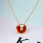 [Marin]COLLIER AMULETTE OR CORNALINE ONYX