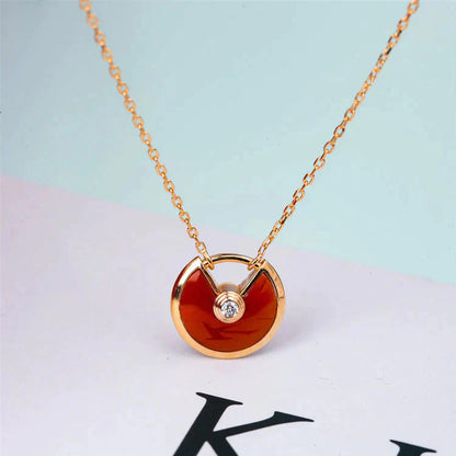 [Marin-Jewelry]AMULETTE GOLD CARNELIAN ONYX NECKLACE