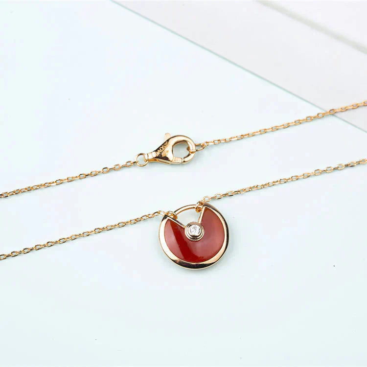 [Marin]COLLIER AMULETTE OR CORNALINE ONYX