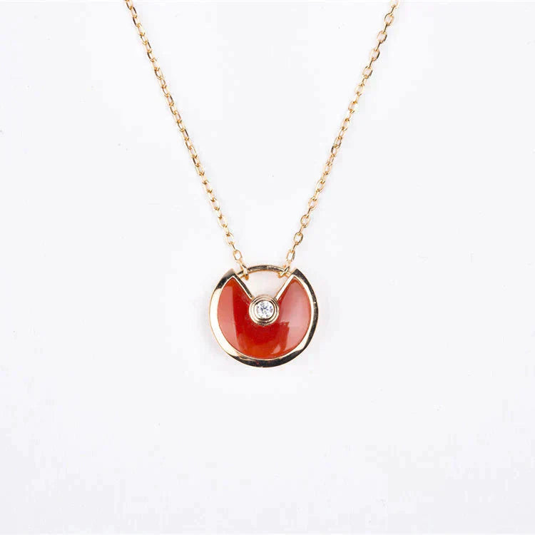 [Marin]COLLIER AMULETTE OR CORNALINE ONYX