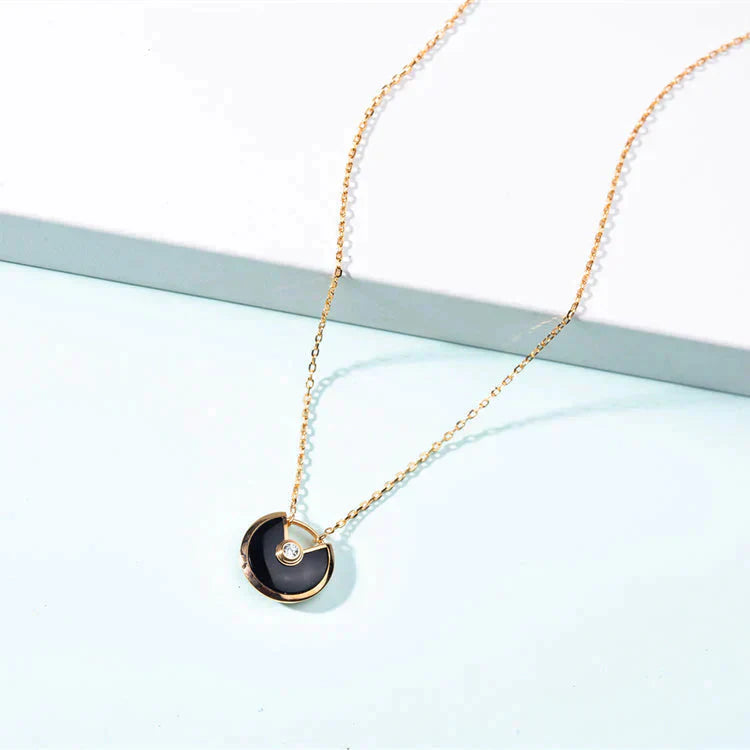 [Marin-Jewelry]AMULETTE GOLD CARNELIAN ONYX NECKLACE