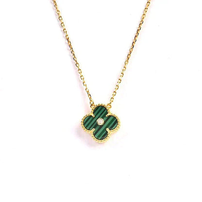 [Marin]CLOVER 15MM DIAMOND TURQUOISE NECKLACE
