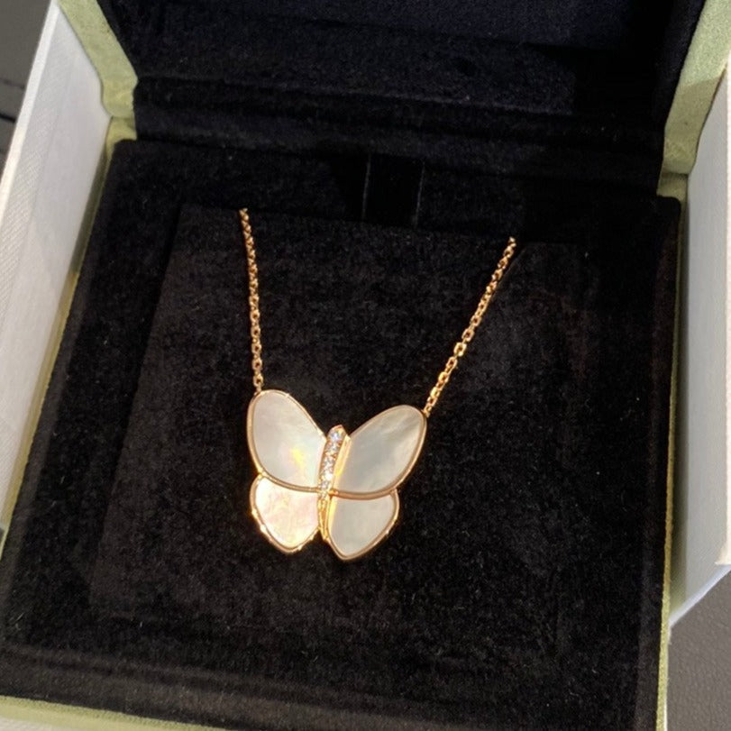 [Marin]BUTTERFLY GOLD MOP DIAMOND NECKLACE