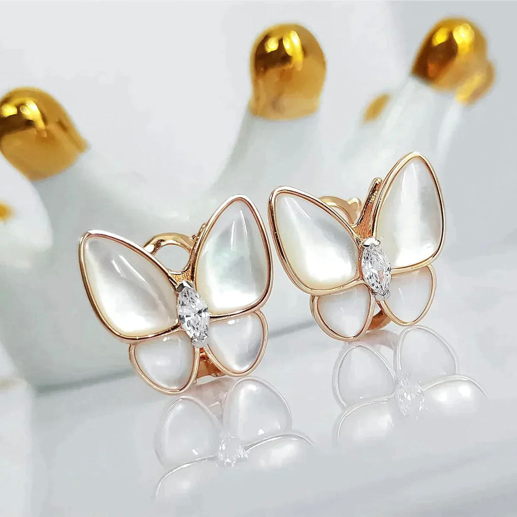 [Marin]BUTTERFLY MOP DIAMOND EARRINGS