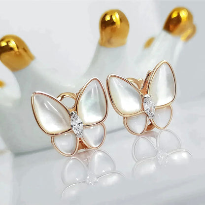 [Marin-Jewelry]BUTTERFLY MOP DIAMOND EARRINGS