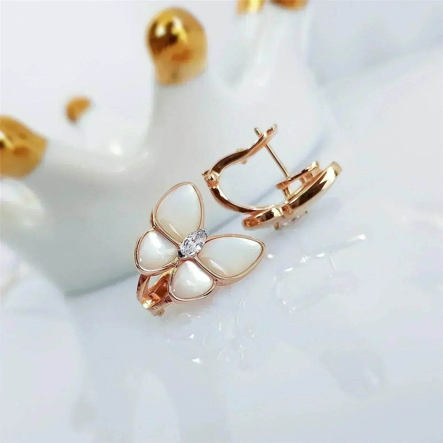 [Marin-Jewelry]BUTTERFLY MOP DIAMOND EARRINGS