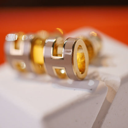 [Marin-Jewelry]MINI POP H GOLD EARRINGS GREY