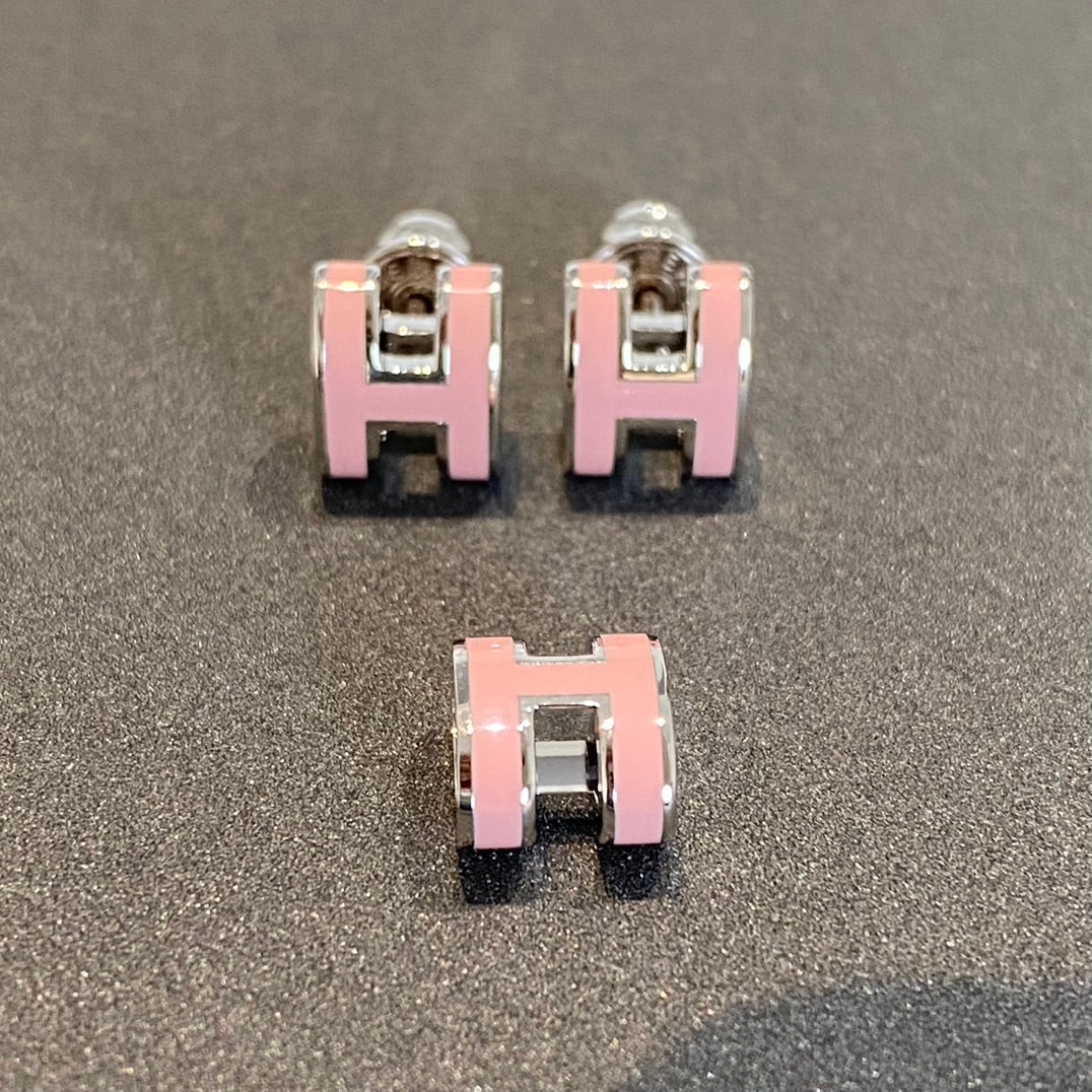 [Marin-Jewelry]MINI POP H SILVER EARRINGS PINK