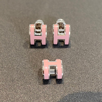 [Marin-Jewelry]MINI POP H SILVER EARRINGS PINK