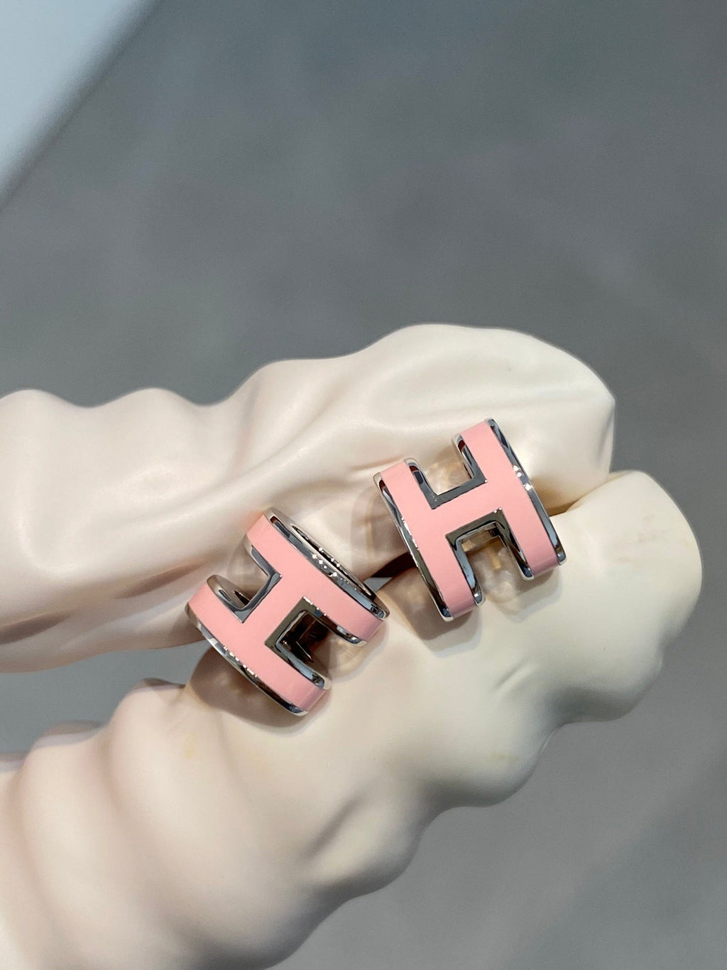 [Marin]MINI POP H SILVER EARRINGS PINK
